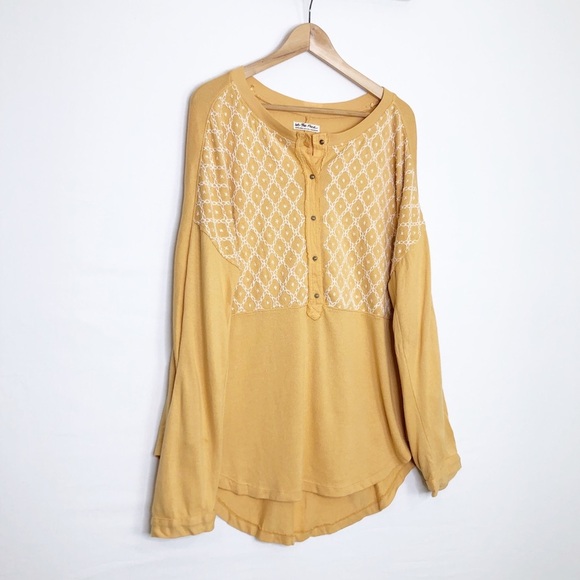Free people with a free mustard, embroidered oversize tunic, Henley - Picture 8 of 12